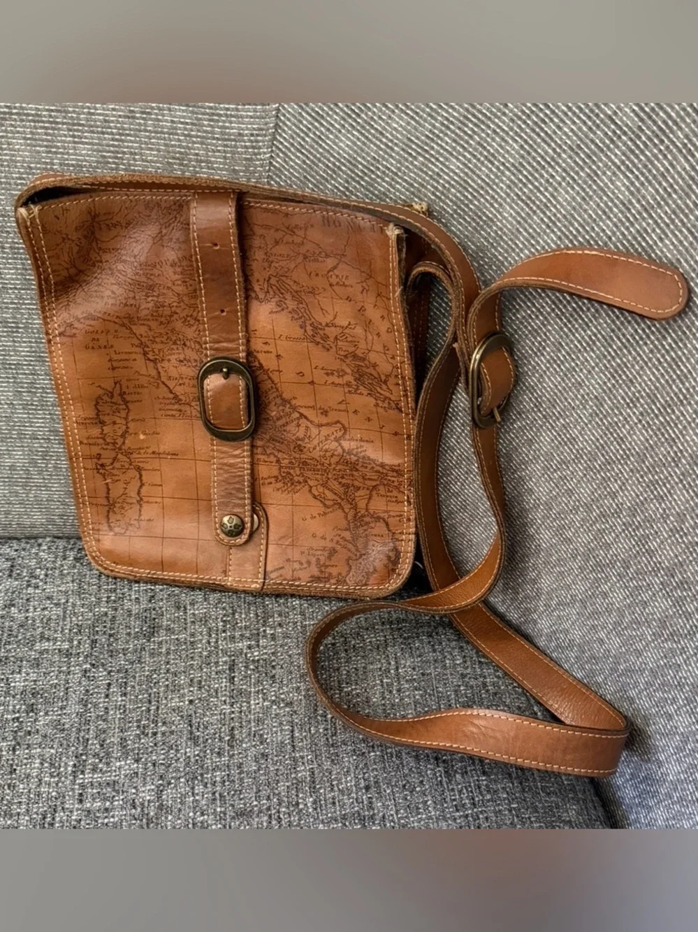 Patricia Nash Leather VeneziaPouch w/ Crossbody Strap Signature Map
